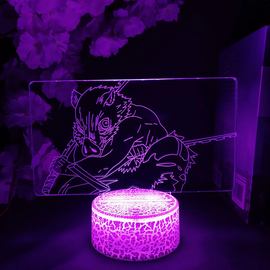 3d Anime Light Kimetsu No Yaiba Inosuke Hashibira for Bedroom Decoration Night Light Gift Led Lamp Demon Slayer Room Decor