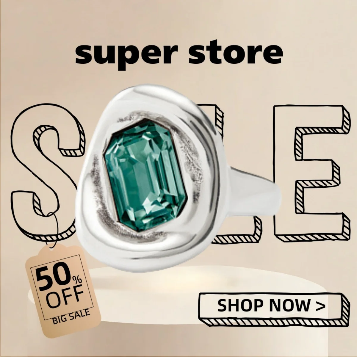 

2025 UHO Europe and America Original New Product Silvery High End Retro Style Green Crystal Ring Women's Romantic Festival Gift