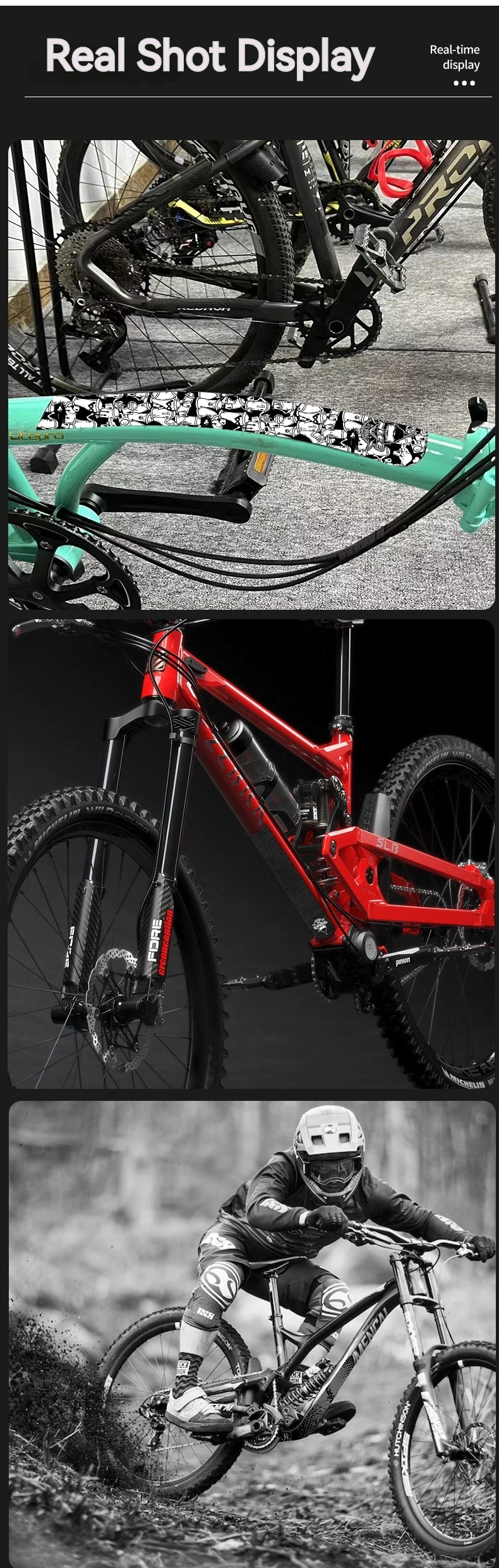 ENLEE Fahrradrahmen-Schutzaufkleber, MTB, Road Uard-Abdeckung, abnehmbares Fahrrad-Unterrohr, kratzfester Aufkleber, Bandschutz, Radfahren – Detail 16