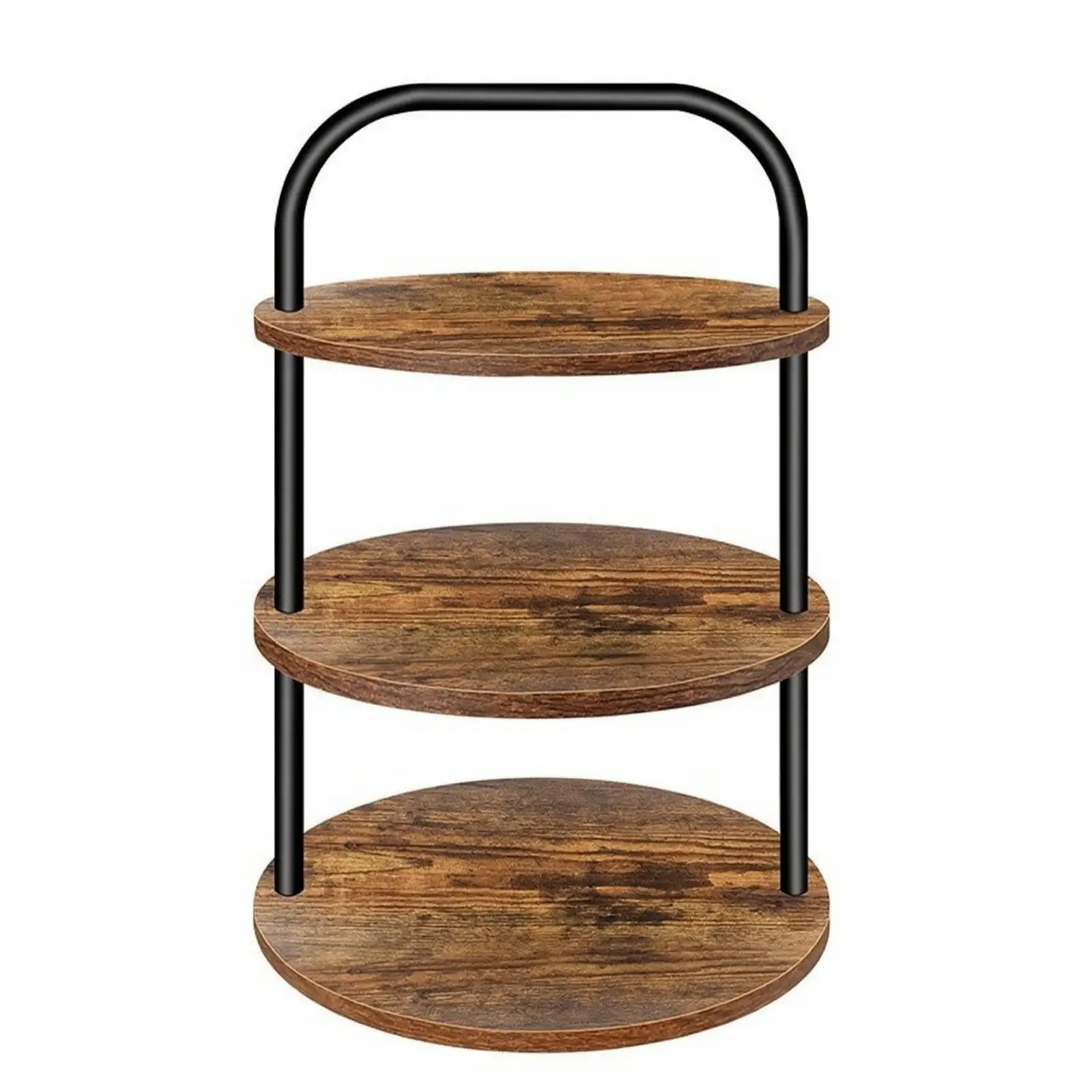 3 Tier Wooden Cake Display Stand Iron Frame Pastry Serving Tray for Cupcakes Appetizers Wedding Buffet Table
