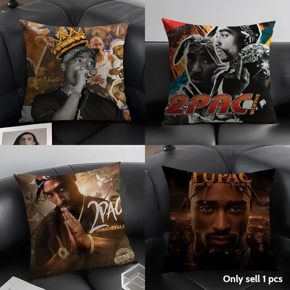 rap 2Pac T-Tupac S-Shakur Cushion Cover Natural Linen Organic Fabric Double-Sided Printing Sofa Home Decor Gift Pillow Case
