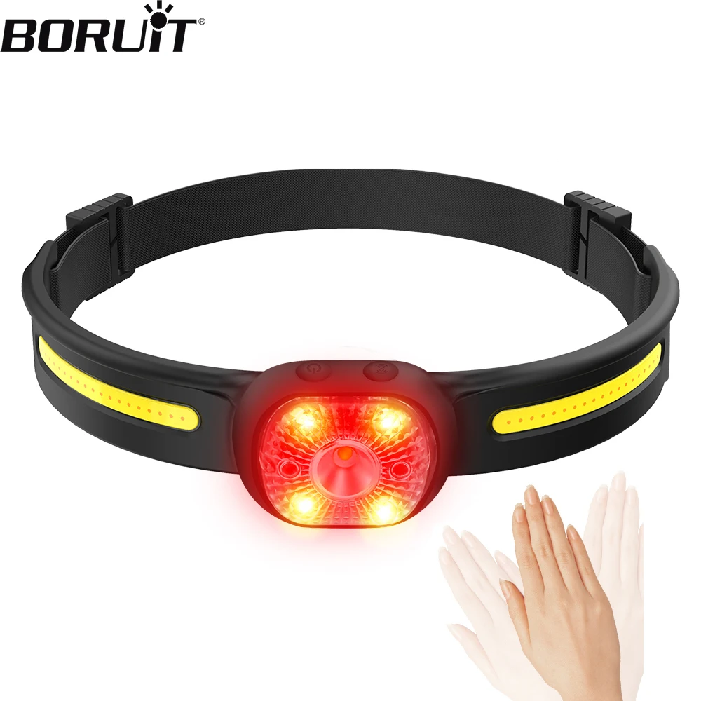 

BORUiT GT20 Mini LED Headlamp 1000LM XPG Induction Headlight USB-C Rechargeable Lightweight Headlights with Memory Function