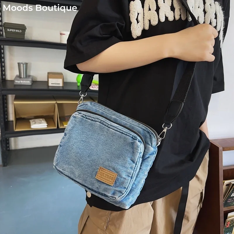 

Vintage Style Small Square Crossbody Bags For Women Washed Denim Fabric Retro Messenger Bag 2024 New Casual Street Shoulder Tote