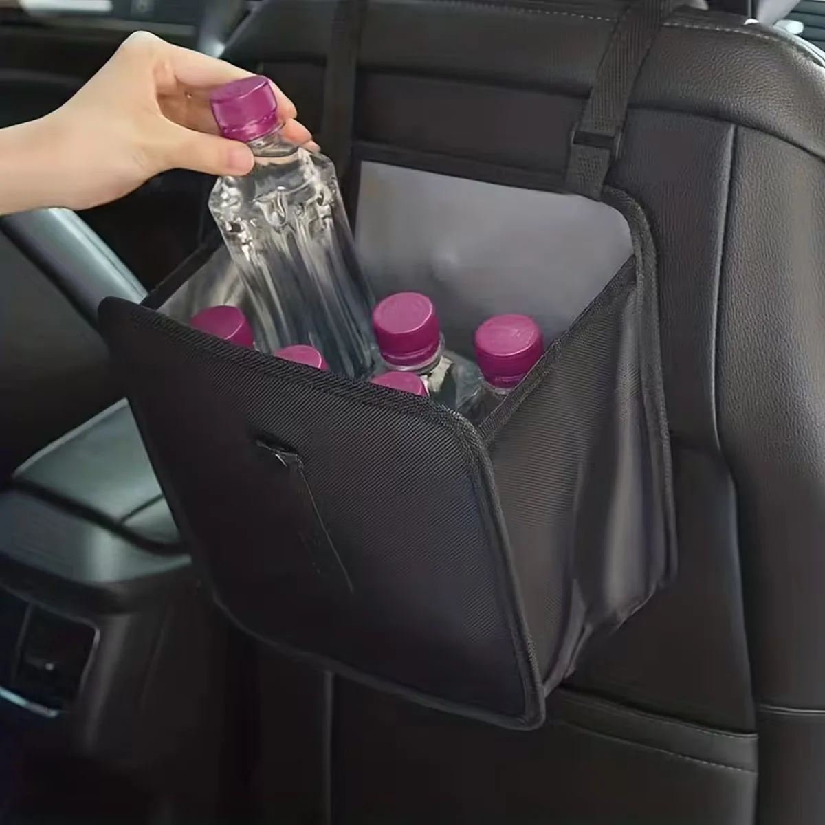 Car Seatback Trash Can Storage Net, Pocket Rear Seat Hanging Storage Box, Waterproof Trash Can Storage Bag view 6