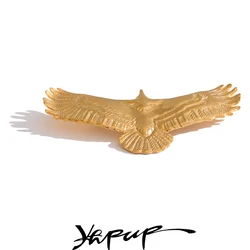 Yhpup Stylish Unique 316L Stainless Steel Eagle Dress Brooches for Women Unisex Accessories Charm Chic Jewelry Party Gift