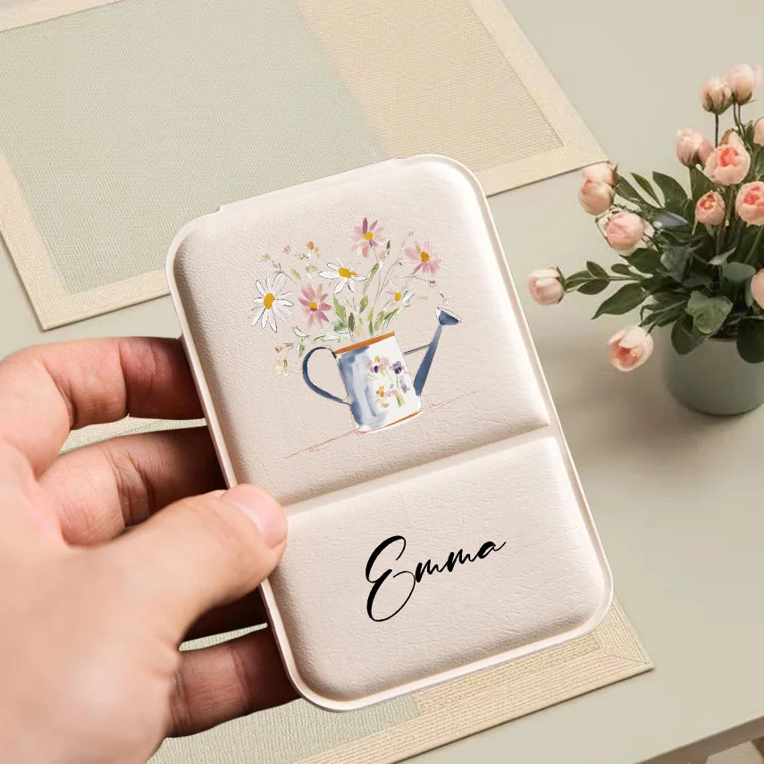1 custom PU makeup mirror High-definition glass Folding Mirror for Girls and Girls Qixi gift simple high sense flip mirror