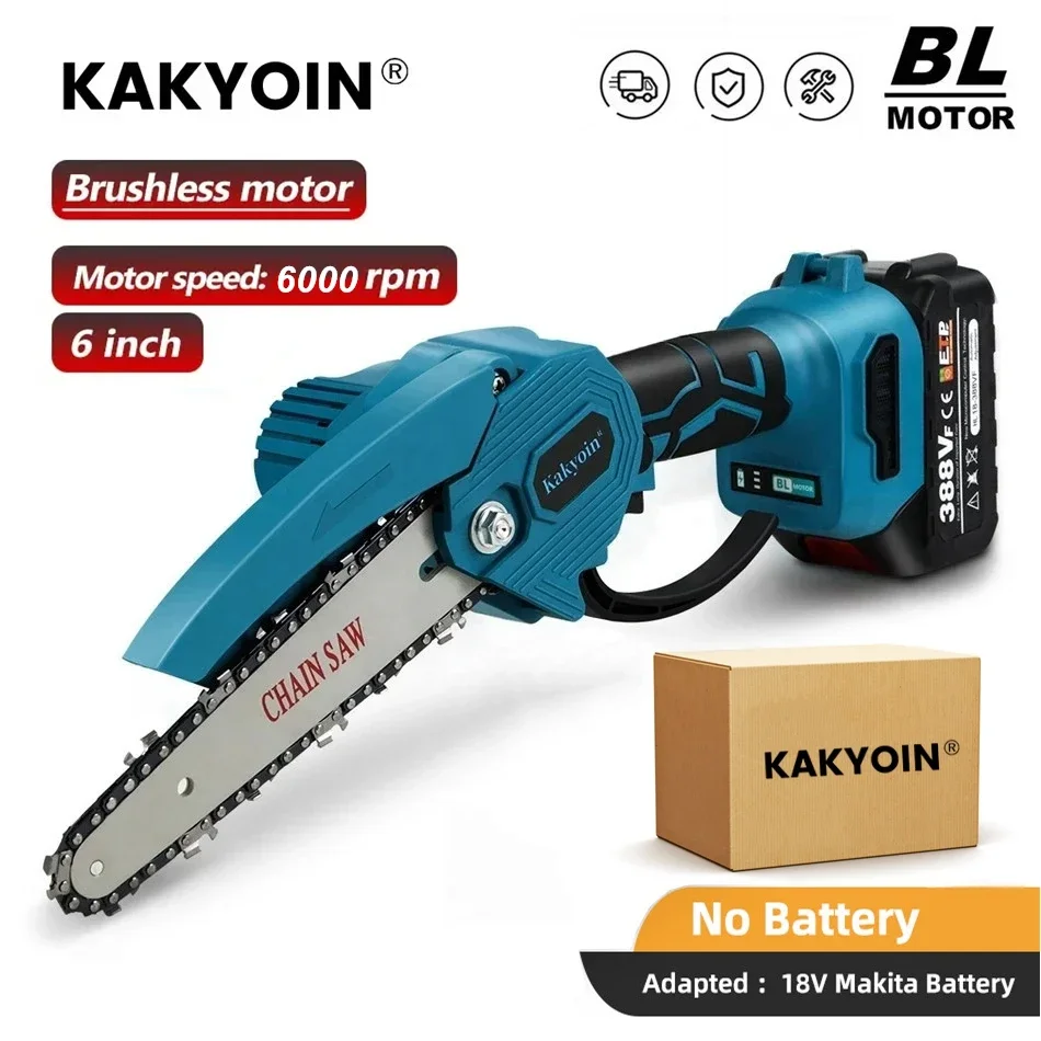 

1800W 6 Inch Brushless Mini Electric Pruning Saw Cordless Electric Saw Handheld ChainSaw Woodworking Cutting Tool NO Battery