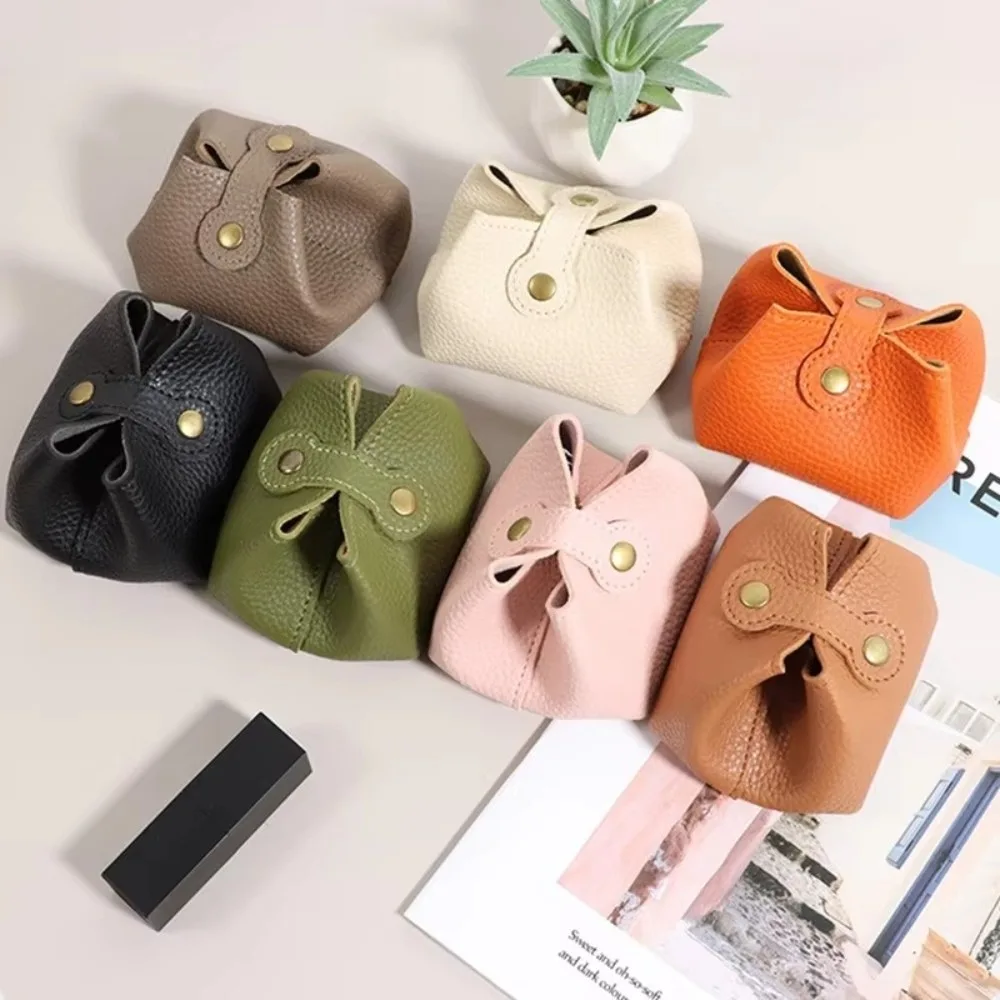 Portátil cor sólida couro do plutônio moeda bolsa tamanho pequeno saco de fone de ouvido multi-função bolsa presente do miúdo