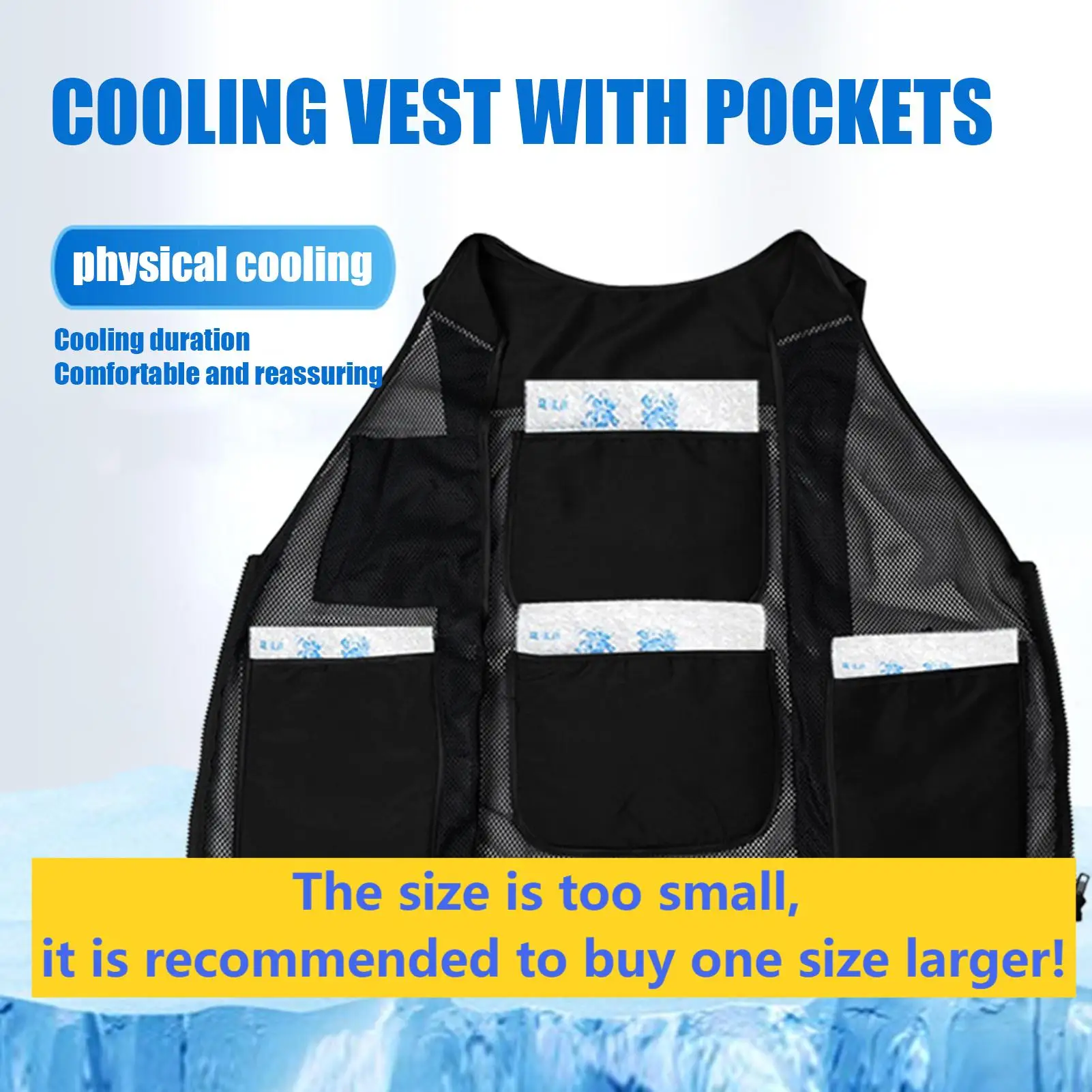 

Ice Vest Cooling Safety Vest Outdoor Indoor High Temperature Clothing Adjustable Cool Jacket With 4 Pockets For Men Women Work