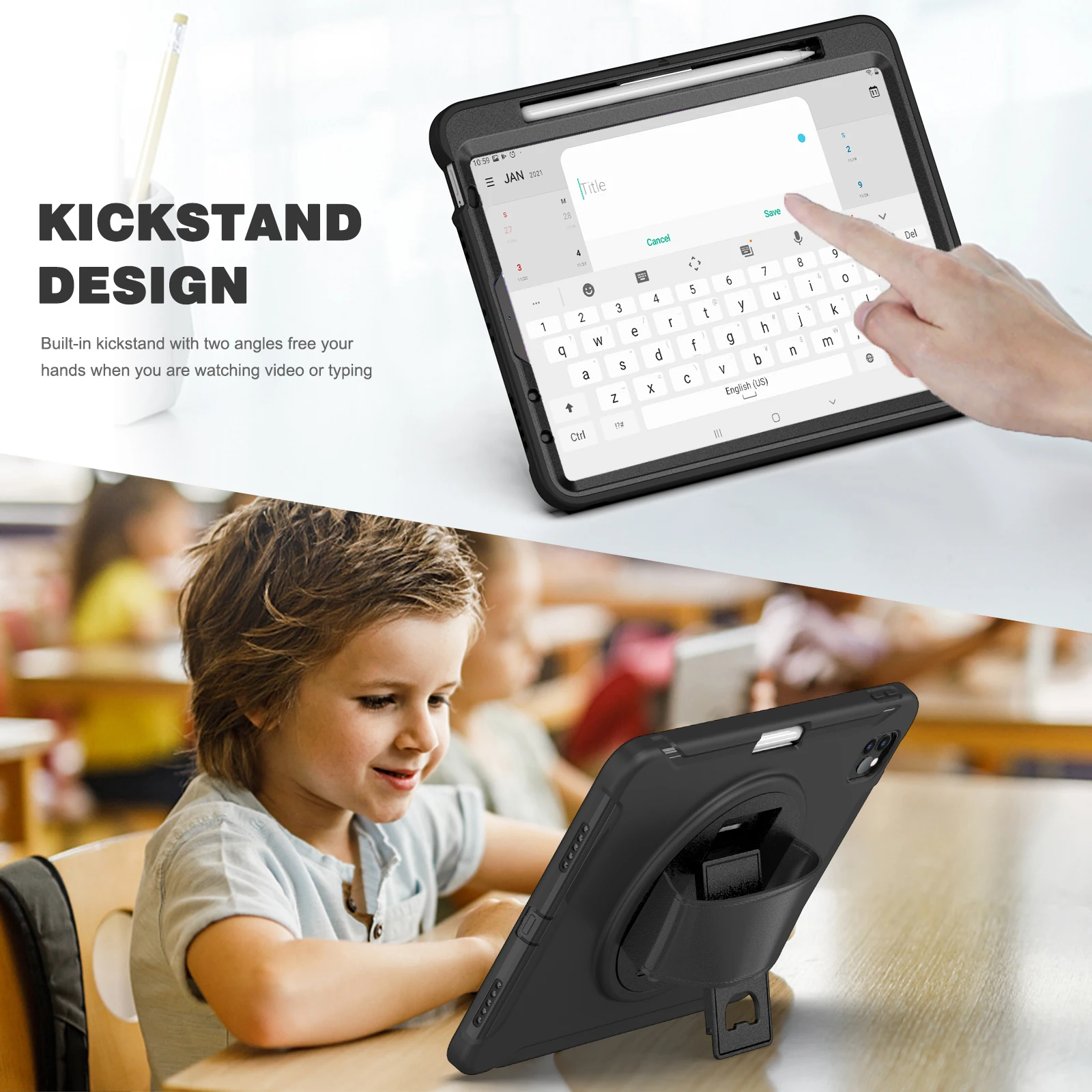 Casing Tablet Berdiri untuk iPad Pro 2024 2025 13 11 M4 Mini Air 3 4 5 6 7 8 9 Generasi Ke-10 10.2 10.9 12.9 Inci Penutup Tali Tangan