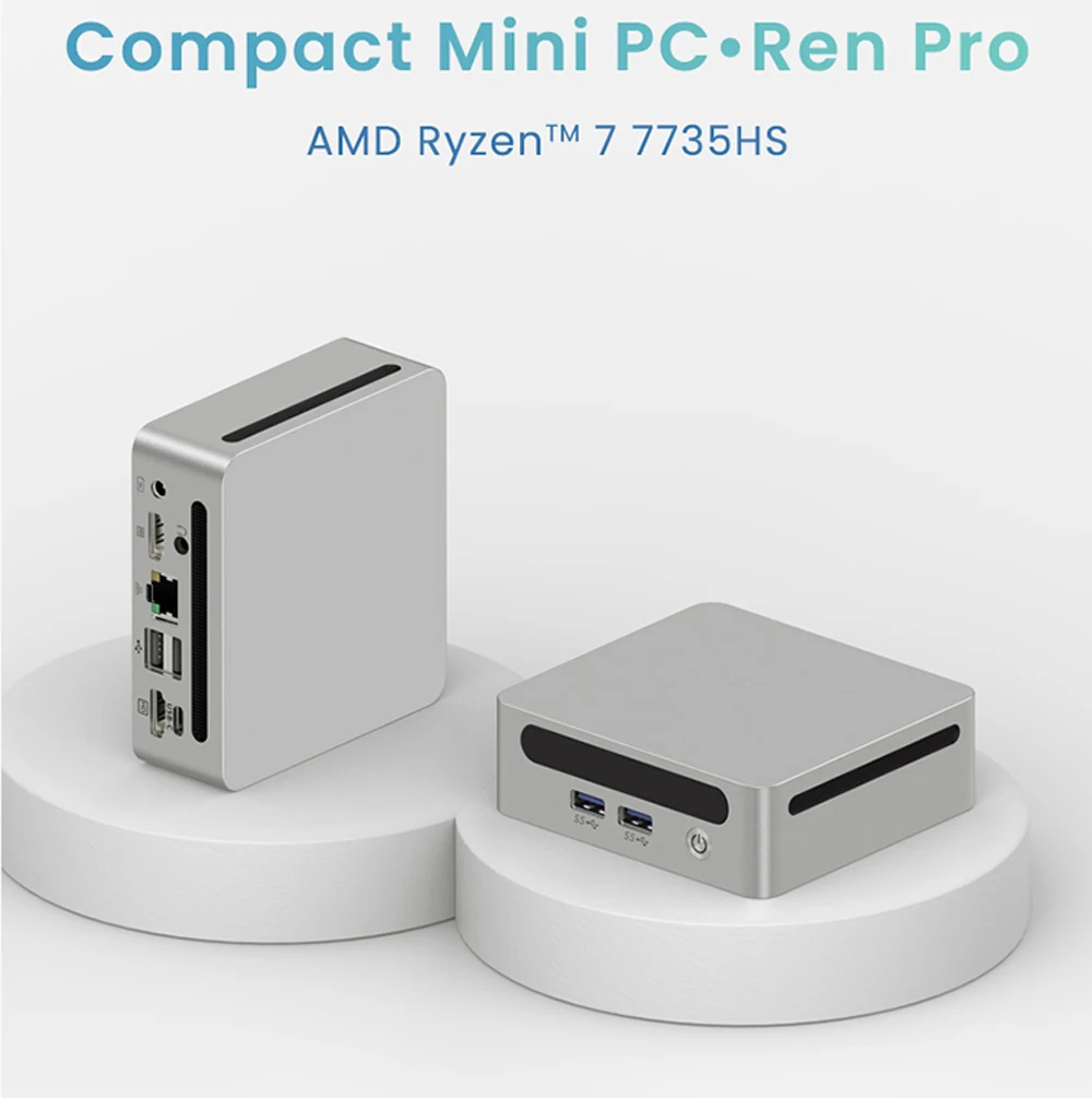 AMD R7 7735HS Mini PC USB4 WiFi6 24GB LPDDR5 1TB NVMe MINI Office/Home Computer Windows 11 2*HD Type-C LAN Desktop MiniPC