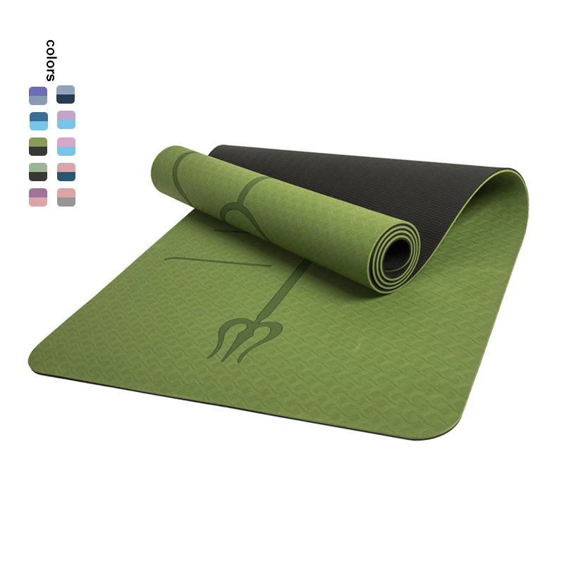 Flexible Fitness Exercise Accessories 61cm TPE Yoga Mat Double Layer Eco Friendly 8mm Workout Mat