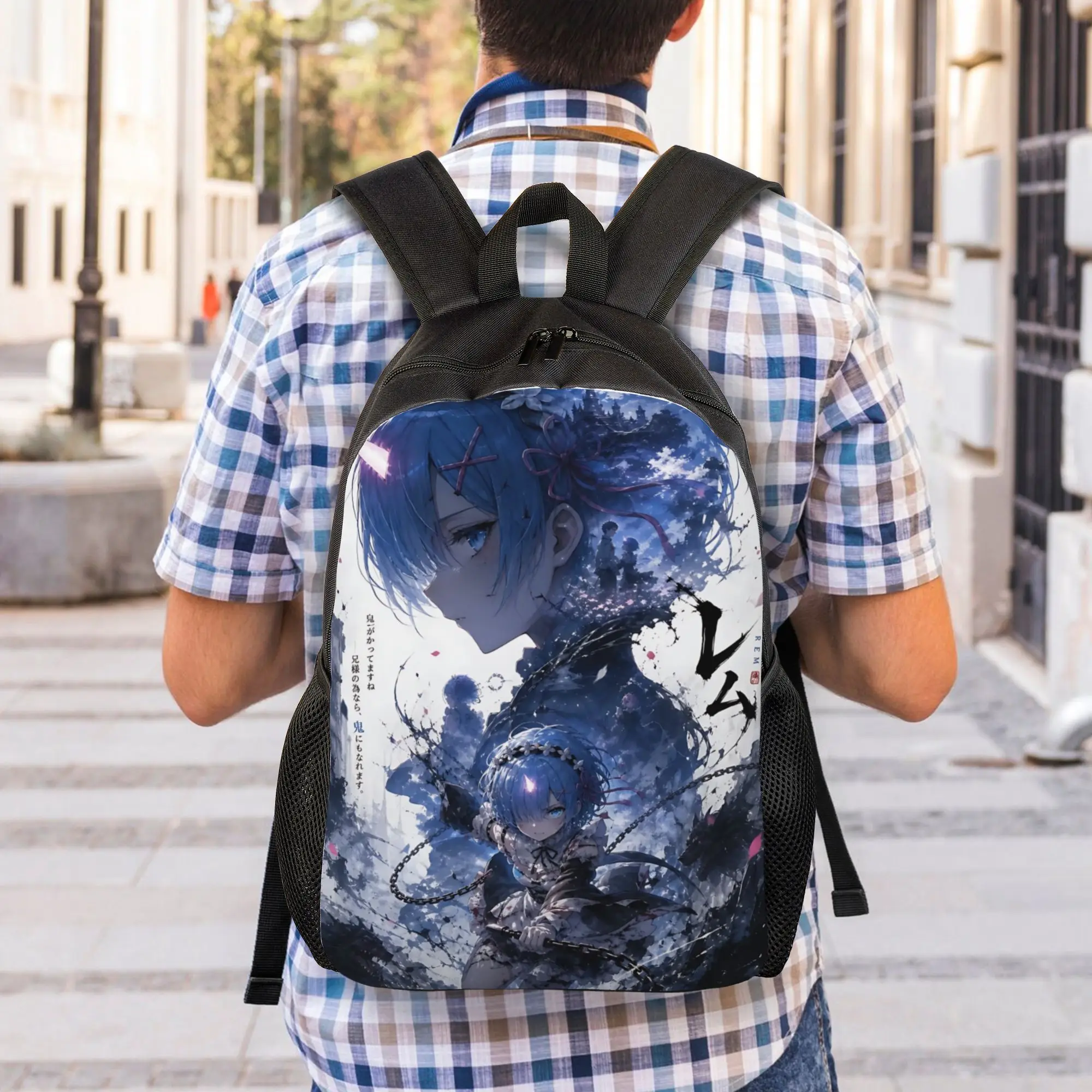 Fashion Re ZERO Anime Rem Backpacks Its Bag  mochila Journey Zipper Closure Rucksack