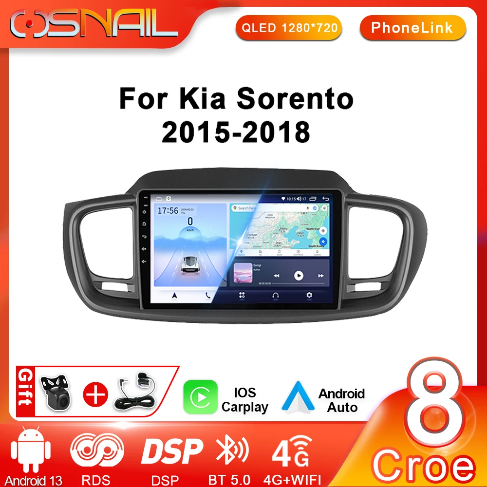 

2 Din Android 13 Автомобильный радиоприемник для Kia Sorento 3 2014-2017 Мультимедийный плеер Стерео Видео GPS-навигация WIFI + 4G Carplay Head Unit