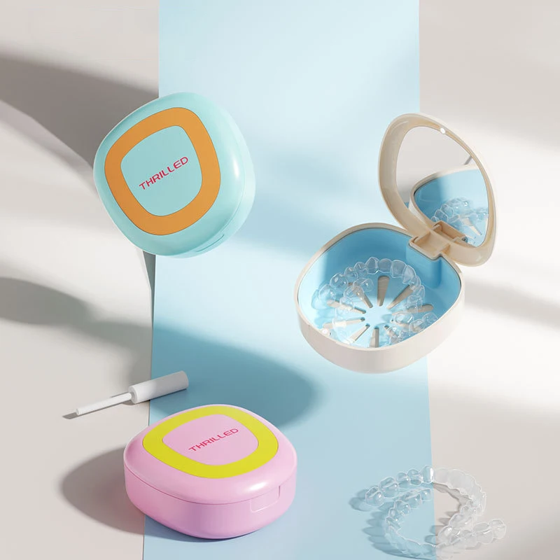 

1 Pcs Braces Case With Mirror Dental Retainer Box Case Magnetic Aligner Mouth Guard Container For Teeth Travel False Denture Box