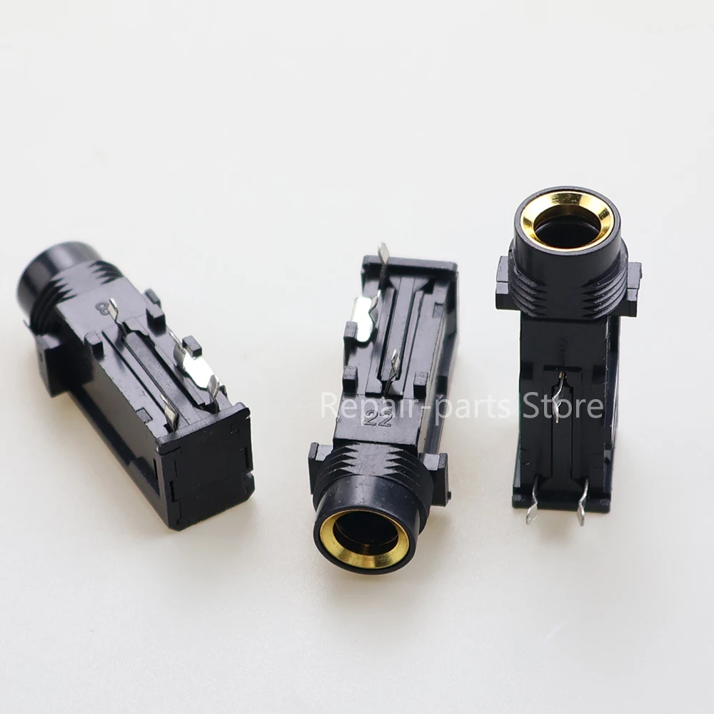 DIY 6,35 mm 6,5 mm Klinke vergoldet 3/4Pin Stereo Dual Channel Mikrofon Buchse Mutter 6,35 Audio gerade Klinke Stecker – Detail 2