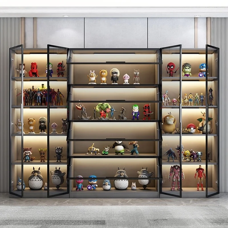 Custom. Hand-Made Model Toy Display Cabinet Storage Display Dustproof Glass Transparent with Light Atmosphere Feeling Household