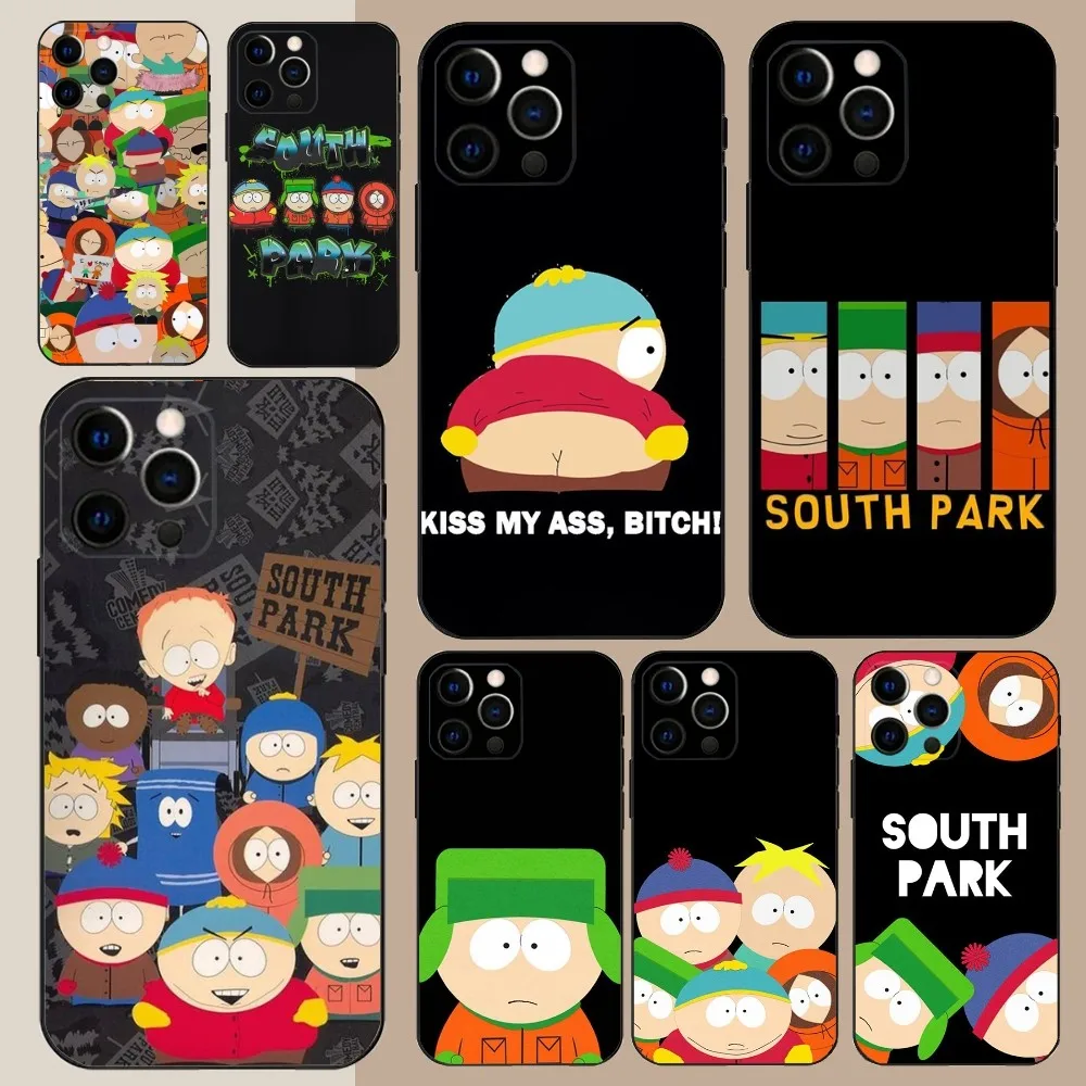 Cartoon S-South Park-S Funny  Phone Case For Apple iPhone 15,14,13,12,11,Pro,X,XS,Max,XR,Plus,Mini Soft Black Cover