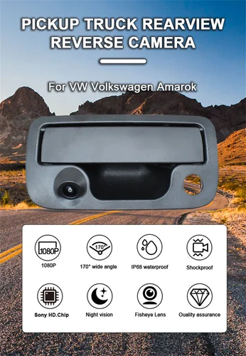 Imagen 2 del producto Para VW Volkswagen Amarok 2010 2011 2012 2013-2020 cámara de vehículo AHD 1920x1080P 170 ° Cámara de visión trasera con manija de maletero de recogida