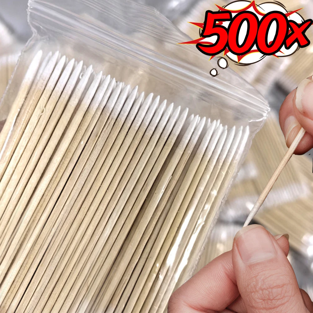 100/300/500Pcs Wooden Eyebrow Eyeline Cotton Swab Lip Gloss Pointy Swabs Cleaning Sticks Eyelash Extension Applicators Wholesale