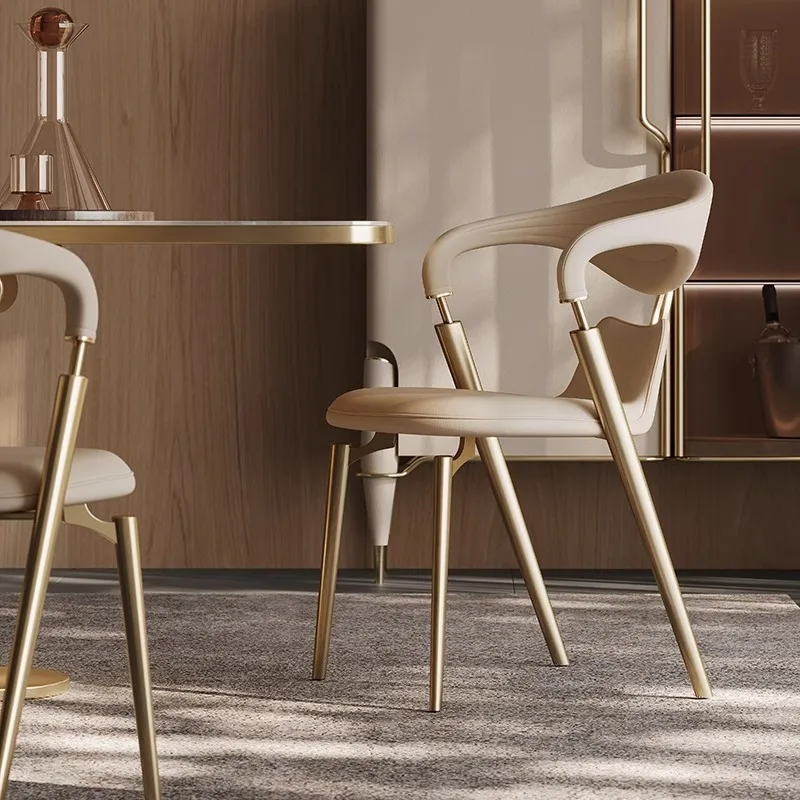 

Luxury Leather Dining Chairs Makeup Gold Legs Designer Adults Living Room Chair Fashion Waiting Meubles De Salon Indoor Supplies