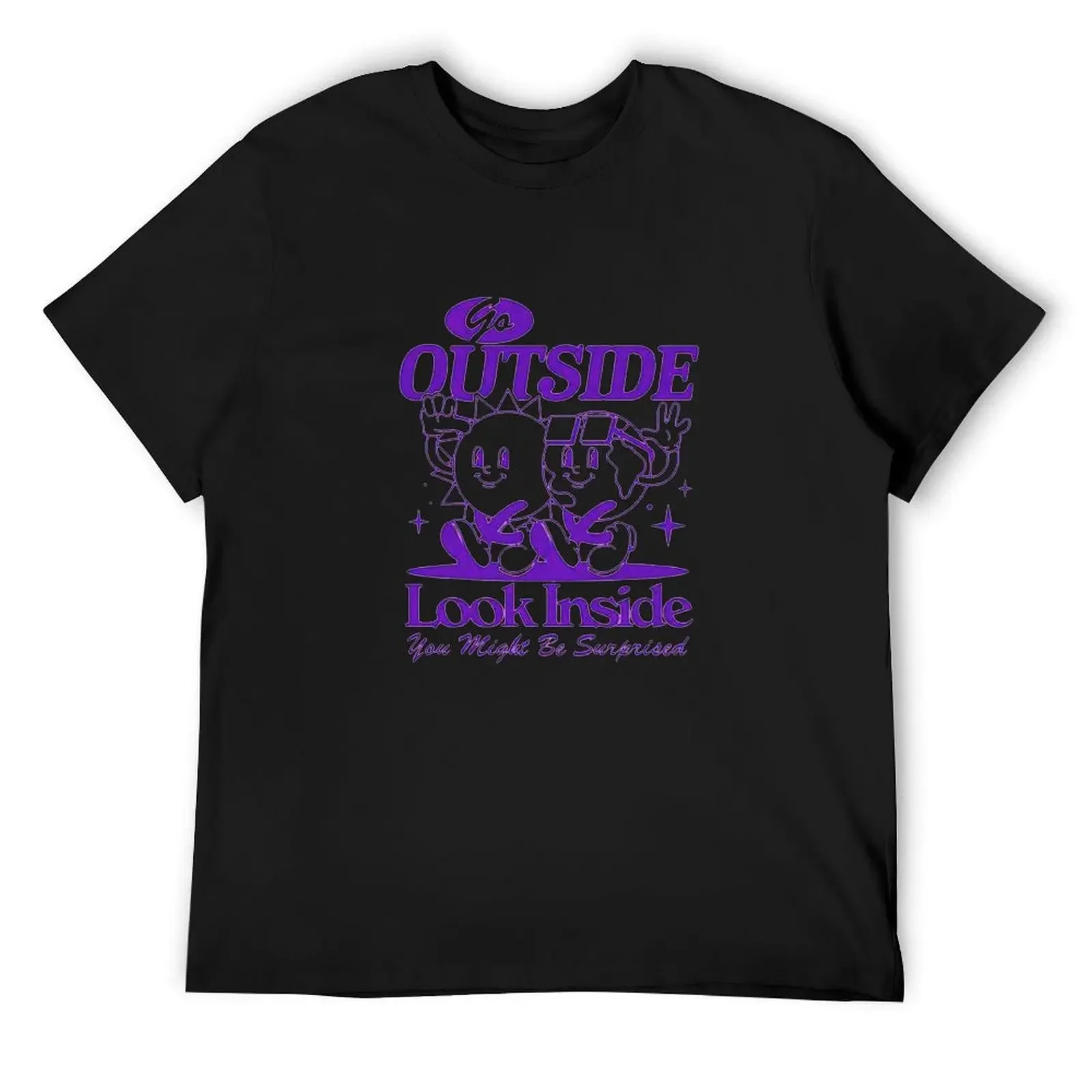 

Футболка Go Outside Look Inside, модные рубашки большого размера, одежда, мужские забавные футболки