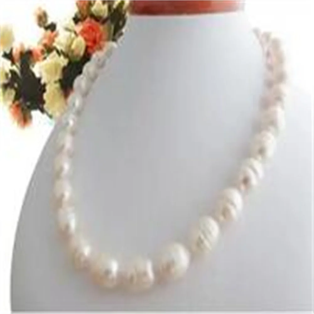 Classic 11-12mm Real Pearl Natural Sea Baroque White Pink Black Pearl Necklace 18 Inch