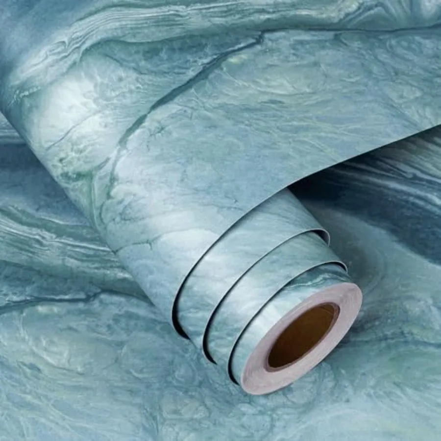 

Thick Blue Liquid Marble Contact Paper for Countertops Waterproof Blue Marble Wallpaper Peel and Stick Countertops for Kitchen
