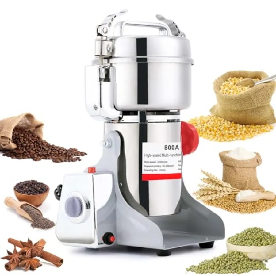 

Electric Grain Mill Grinder 800g Stainless Steel Pulverizer 36000r/min High-speed Grain Mill 1800W Dry Material Grinding Machin