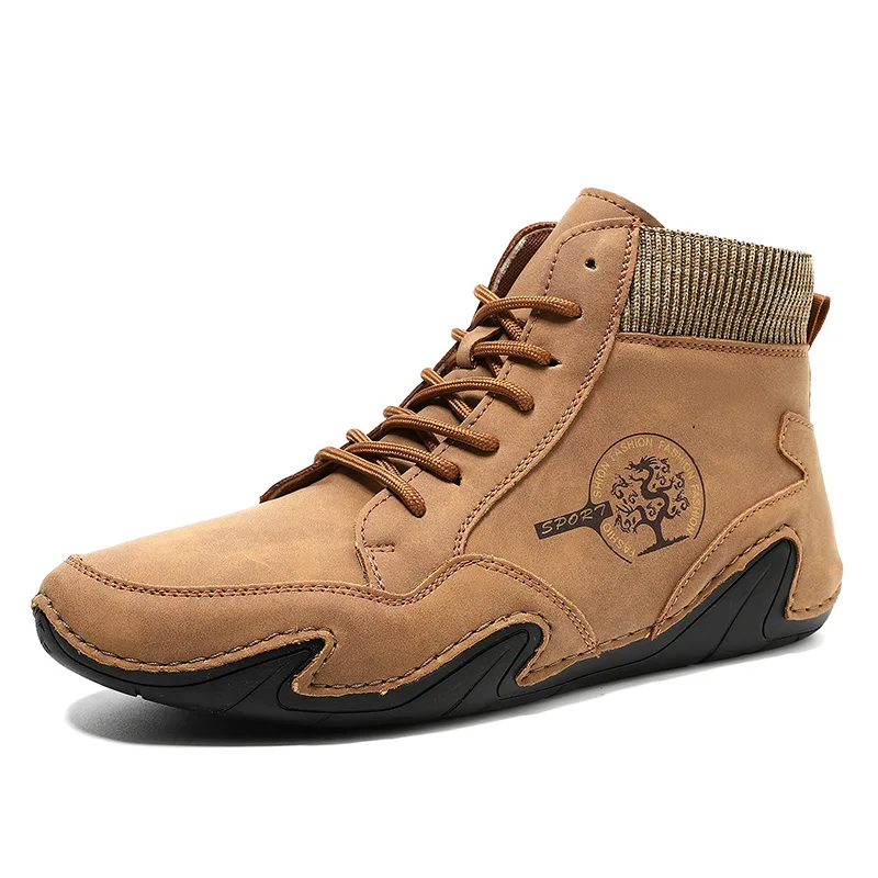 

Lynjacye Big Size 48 47 Ankle Boots For Men Men's PU Leather boots Brand Boot Outdoor Leisure Comfortable Boots Lace-Up Botas