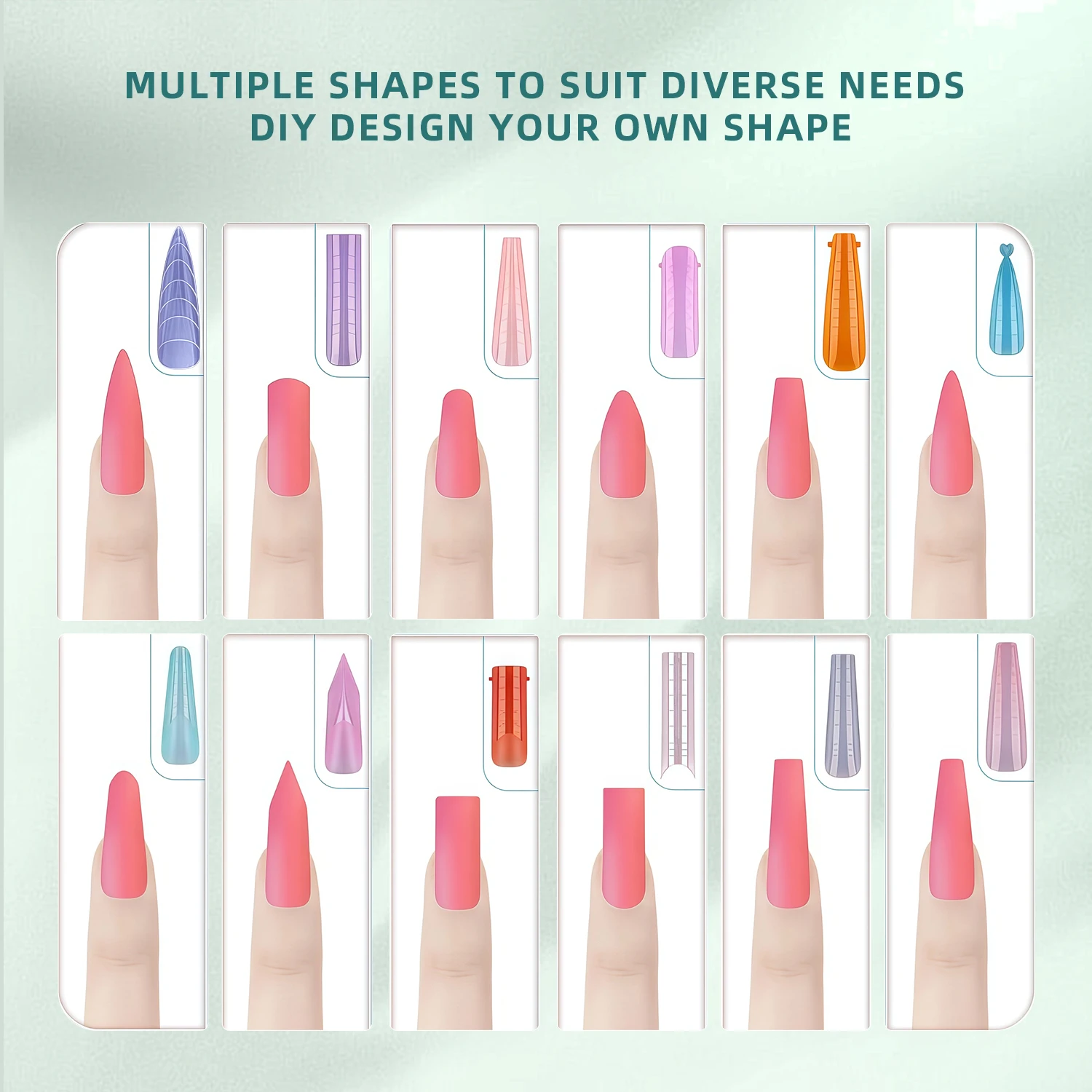 Nailpop Color Nail Dual Form Set Acrylic Extension Nail Forms Fake Nail Tips Gel Molds Full Cover Top Forms 288/120/122pcs