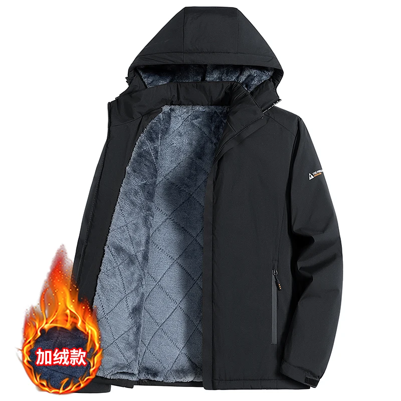 

Waterproof Camping Parkas Softshell Men Casual Windbreaker Winter Hooded Zip-Up Jacket Man Clothes Military Fleece Warm Jacket