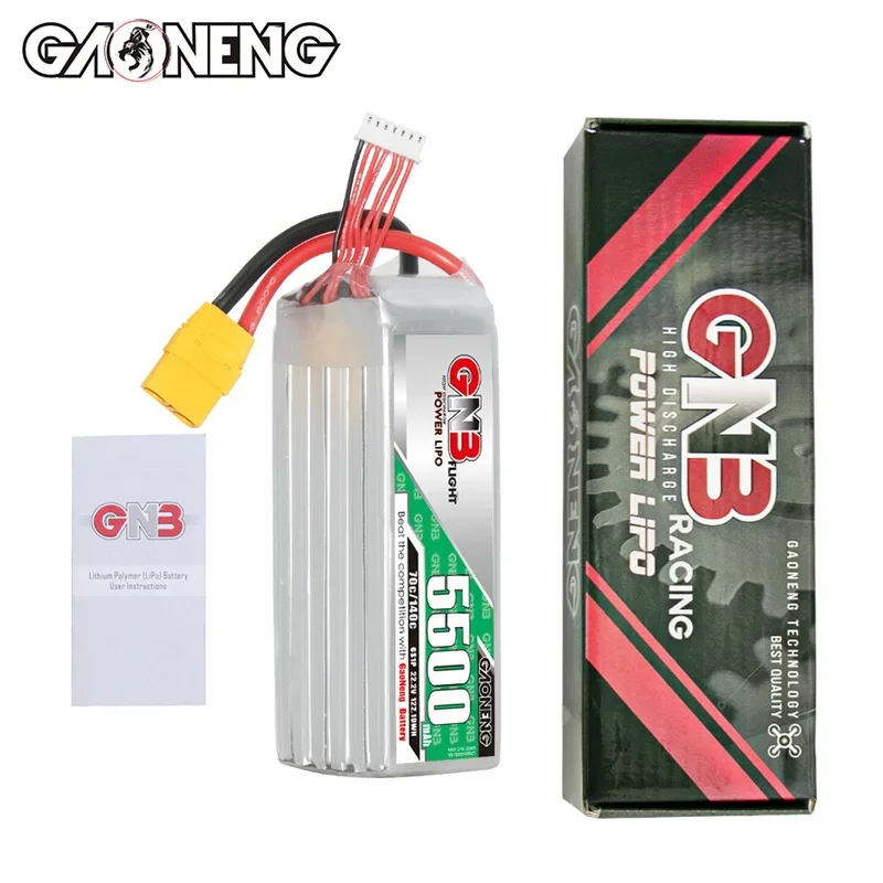 GNB-Batterie Lipo 22.2V 5500mAh pour Drone de Course RC FPV, pour Voiture, Bateau, Drone FPV, Hélicoptère, Avion, Pièces Précieuses, 6S