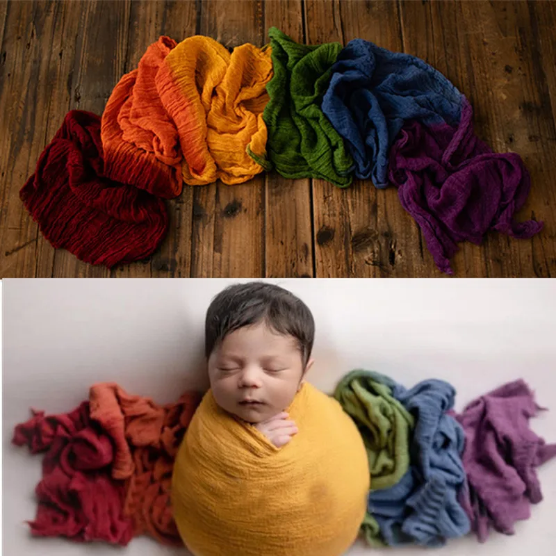 Regenboog Kaasdoek Wrap Voor Pasgeboren Fotografie Rekwisieten, 100% Katoenen Gaas Deken Baby Foto Prop