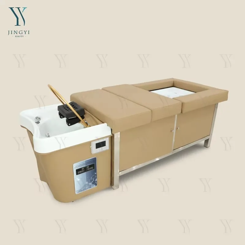Professional Hair Salon Washing Spa Head Massage Bed with Water tank Foot Massage Pedicure Shampoo Bed Electric with Steamer