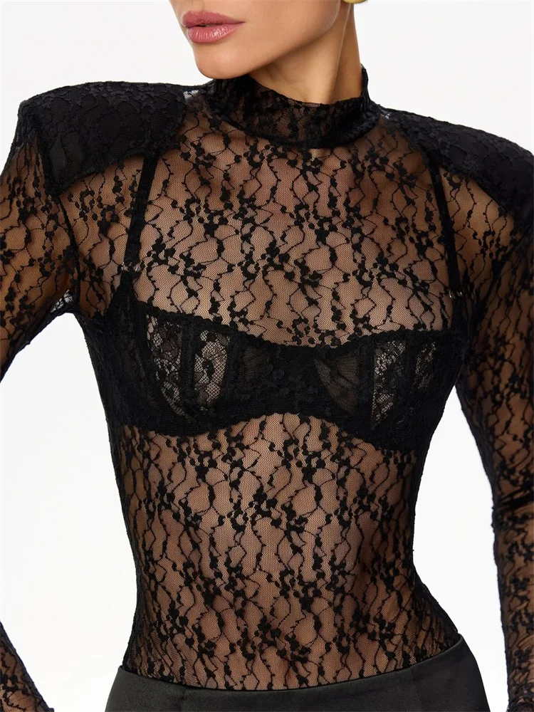 Tossy verano transparente estampado Mini vestido para mujer plisado Patchwork manga larga elegante vestido de fiesta vestido de encaje femenino 2026