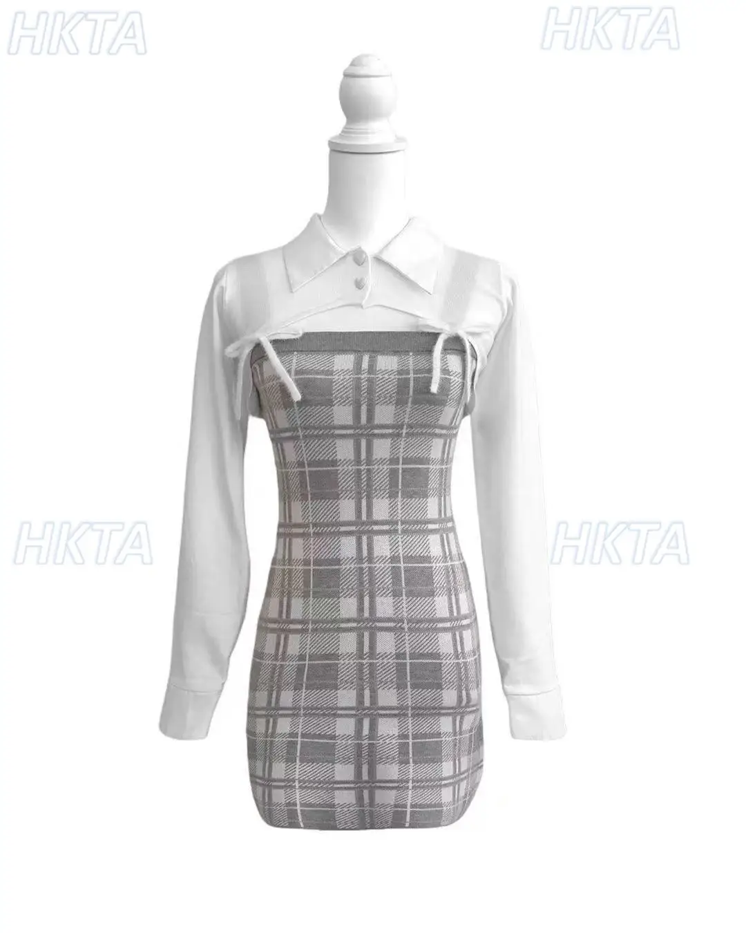 الخريف خمر قميص طوق المرقعة الجوف منقوشة سليم صالح Bodycon محبوك فستان اليابانية تمتد سليم فستان بكم طويل المرأة #1