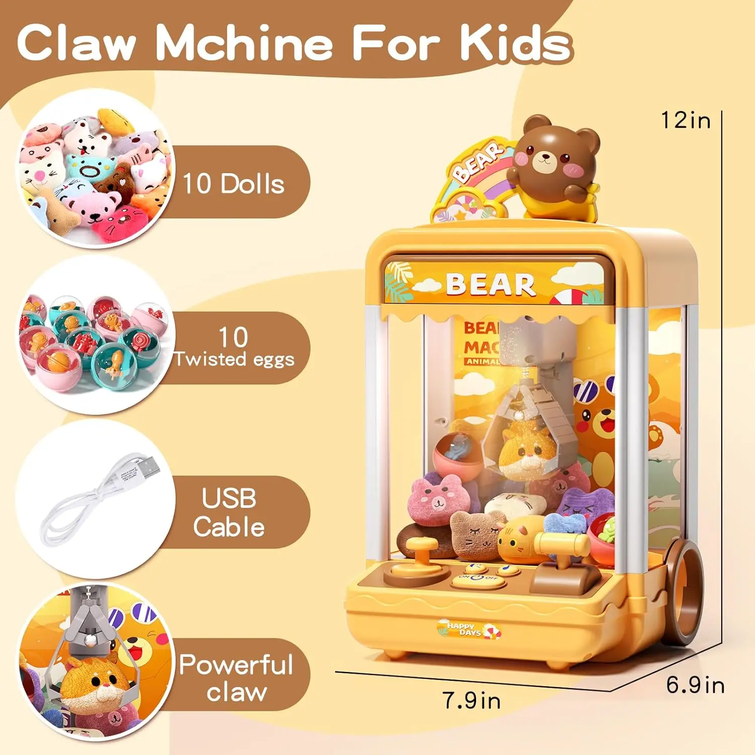 Mini Small Cute Rabbit Kids Toy Claw Machine Toys Kit Arcade Games Tiny Stuff Prize Dispenser Cool Toys for Kids Girls Boys