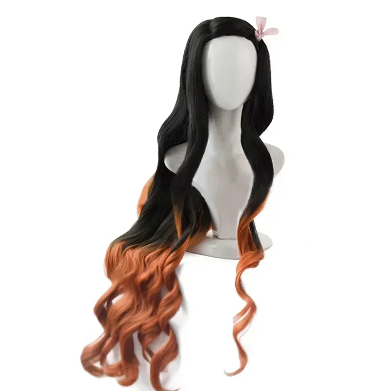 

2025halloweenKimetsu no Yaiba Kamado Nezuko Cosplay Wig Heat Resistant Synthetic Hair Wigs + Bamboo Props Sealing Stick