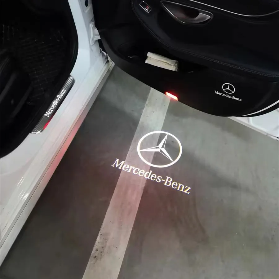 2PCS Car Door Emblem LED Light Welcome Lamp Wireless Laser Projector For Mercedes Benz B/C/E/S Class A Class C200L GLC GLK CLA