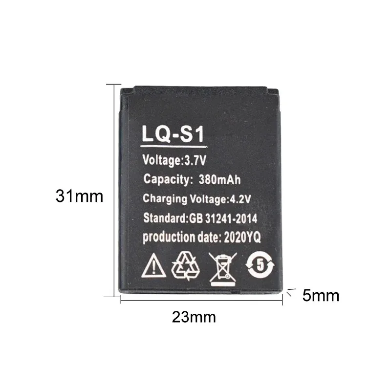 LQ-S1 بطارية ساعة ذكية متينة SmartWatch بطاريّة ليثيوم قابلة لإعادة الشحن 3.7 فولت 380 مللي أمبير لـ DZ09 W8 A1 QW09 KSW-S6 RYX-NX9