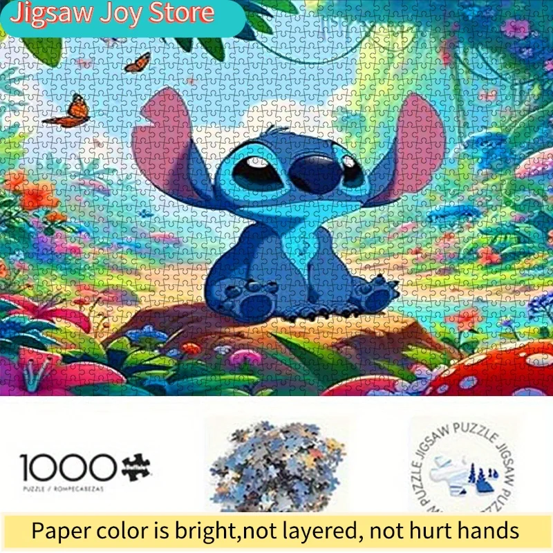 

Бумажный пазл Disney, пазл-конструктор, с рисунком из мультфильма Стич, садовая сцена, пазл для взрослых, бумажный пазл, подходит для родителей и детей