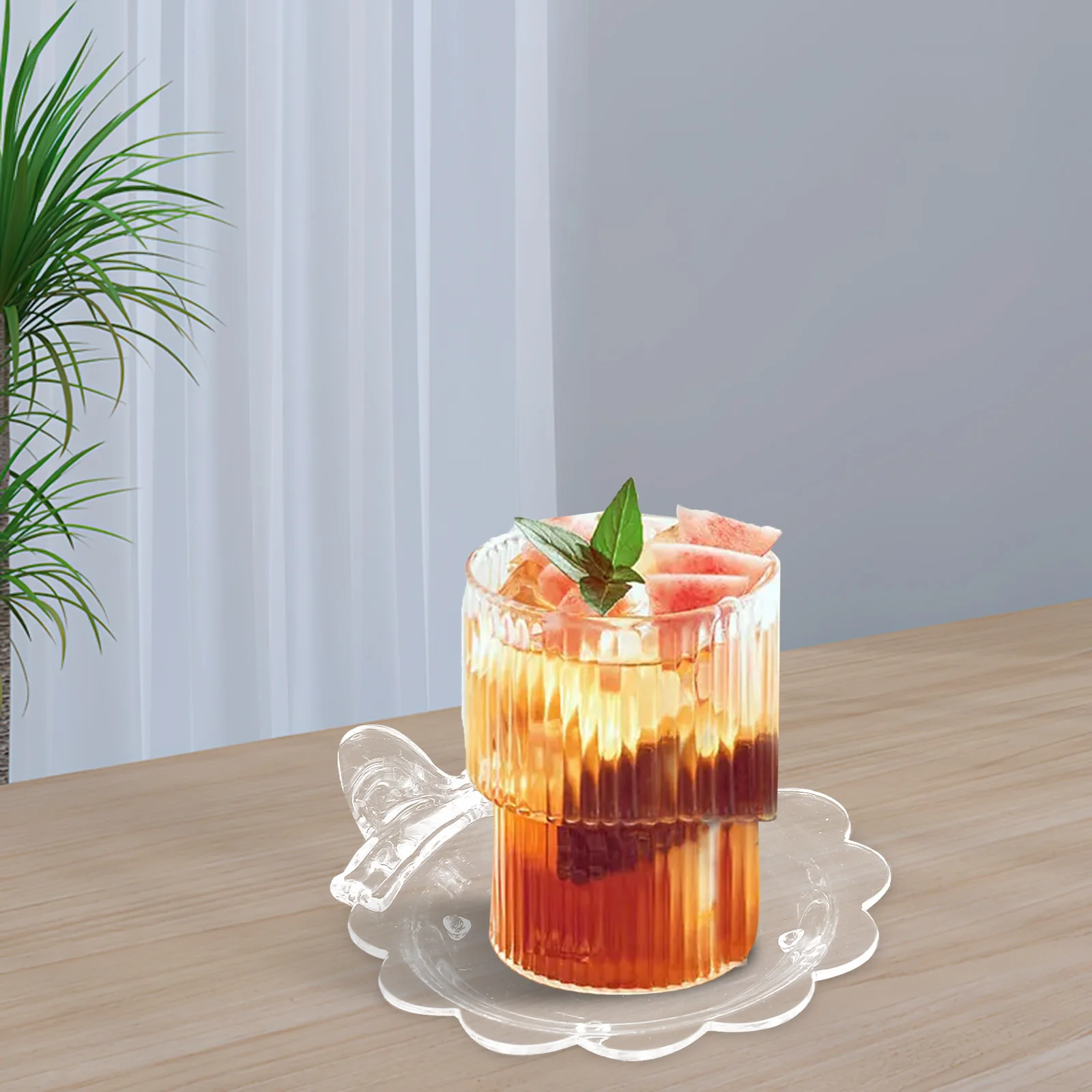 

1Set Cute Bowknot Acrylic Tea Cup Coaster Resistant Coasters for Coffee Table Desk Use Cute Coasters