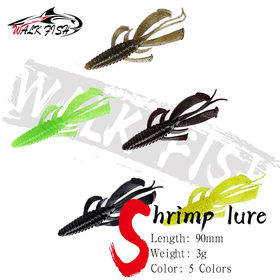 WALK FISH 8 Stück 90 mm 3 g weiche Köder Crazy Flapper Angelköder TPR Köder Süßwasserbarsch Garnelenbarsch Peche Gear Angelgerät