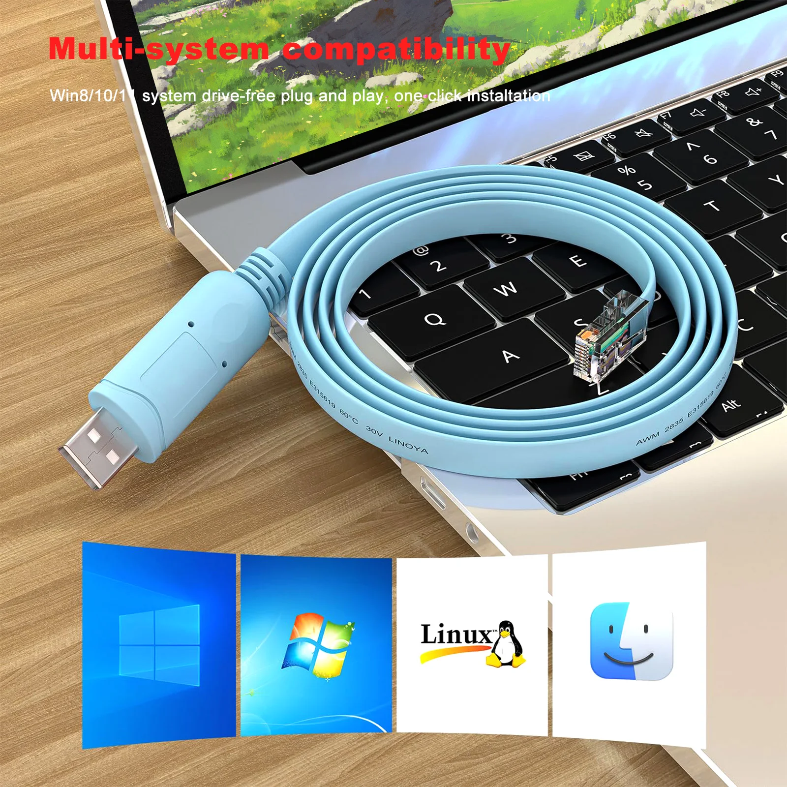 FTDI Chip USB Console Cable,USB to RJ45 Console Cable for Cisco Routers/AP Router/Switch Windows, Mac, Linux