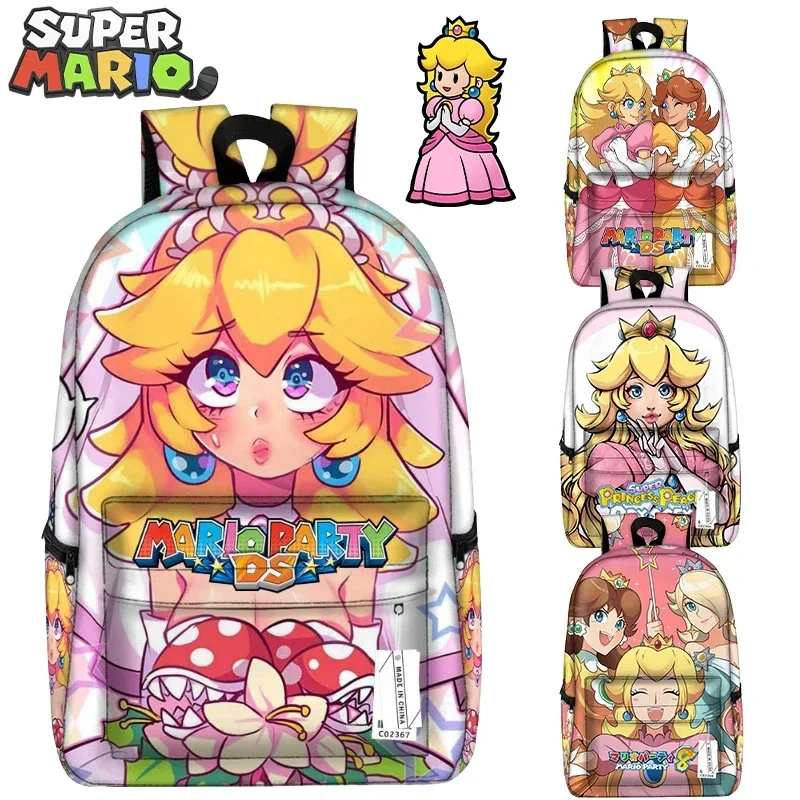 

Super Mario Girls Cute Schoolbag Large Capacity Anime Figure Princess Peach Daisy Backpack Rucksack Elementary School Bag Gift