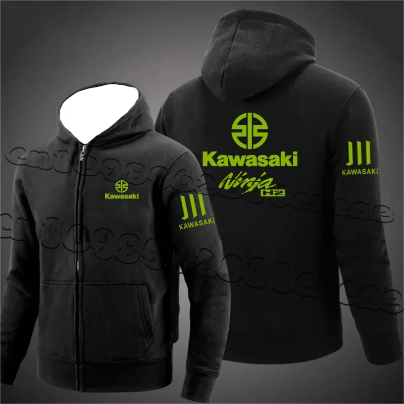 

Kawasaki Motorcycle Zipper Hoodie Loose Fit Men's Sports Daily Commuting Sports Two Wear Fashion Jacket