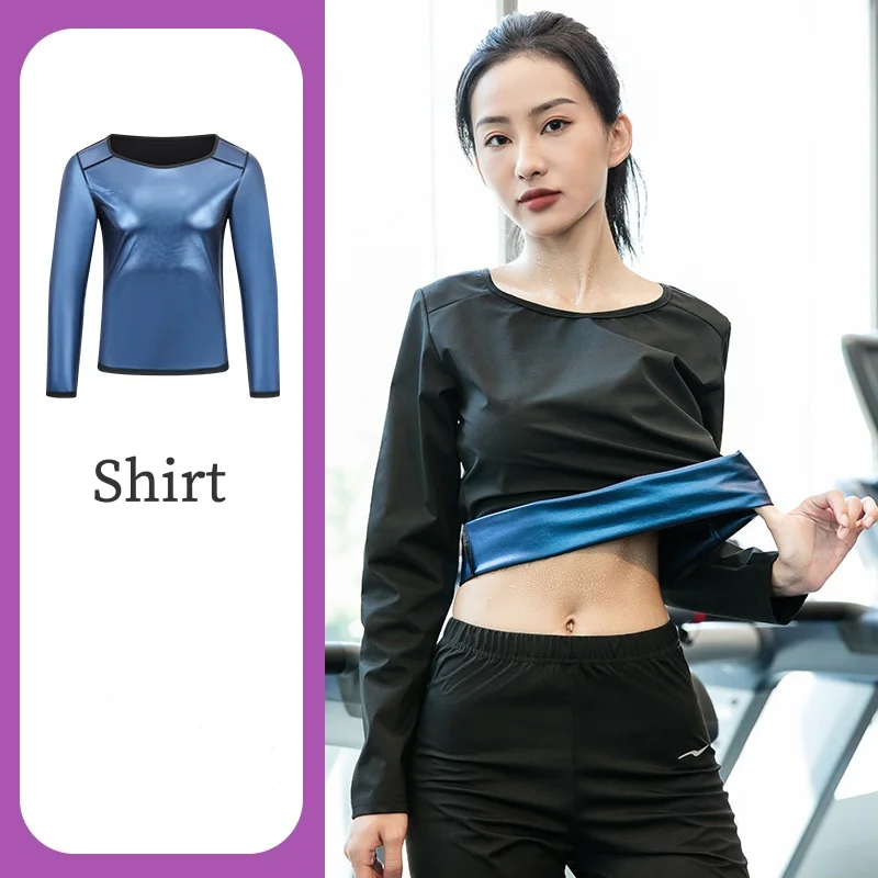 Sauna Suit Women Gym Clothing Sets for Sweating Weight Loss Female Sports Active Wear  Sweat Enhancer Long Sleeve Jacket/Pants