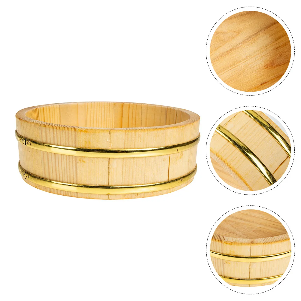 

Sushi Rice Bowl Bucket Serving Container Bamboo Round for Restaurant Containers Japanese Style