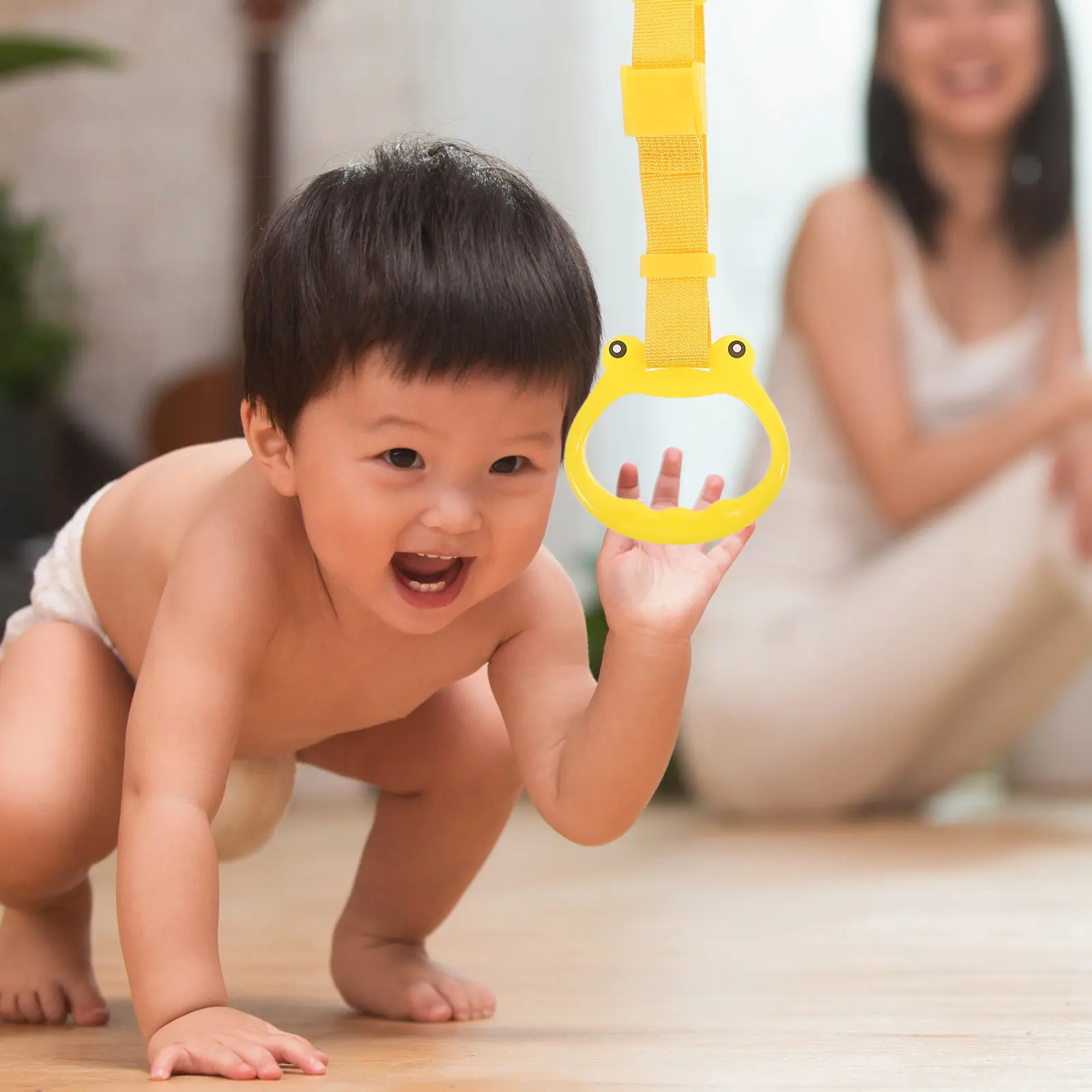 

4Pcs Toddler Walking Assistant Pull Up Rings Adjustable Stand Up Support for Playpen Crib Fence Motor Skill Development